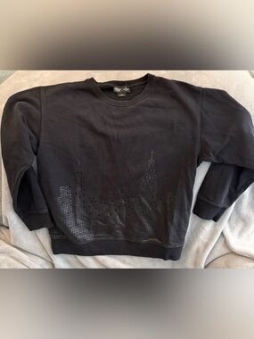 kate spade Black Perforated City Grid Crewneck Sweatshirt